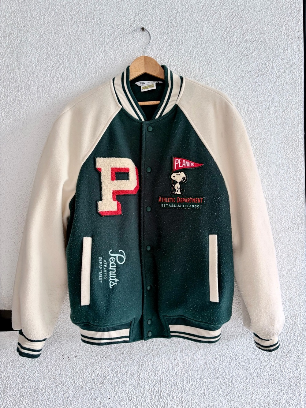 ZARA x Peanuts Varsity Jacket with Snoopy